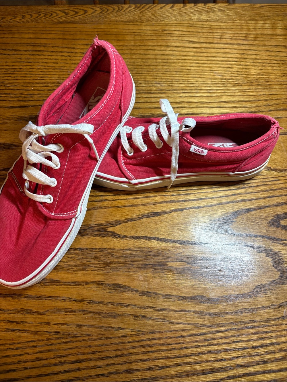 Vans Red Canvas Low-Top Athletic Sneakers